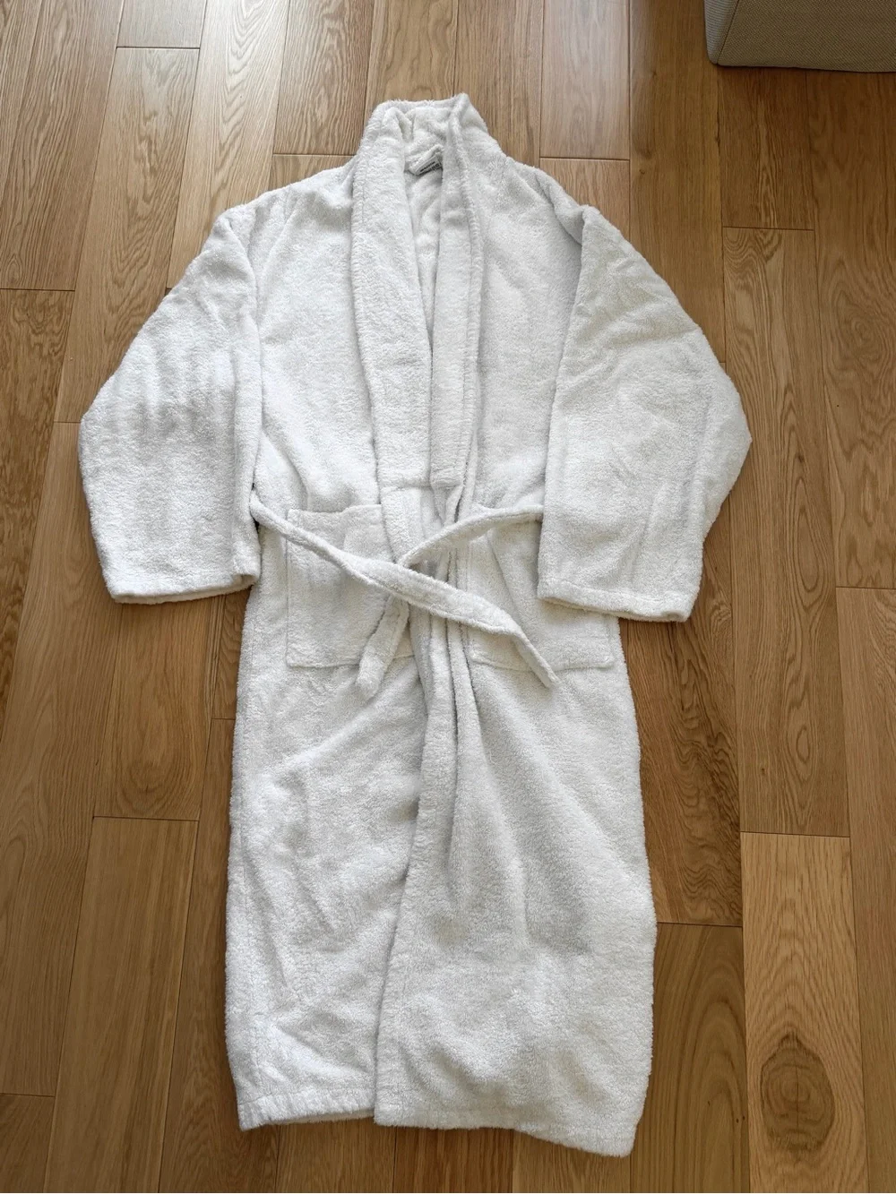Luxury White Cotton Terry Bathrobe with Shawl Collar